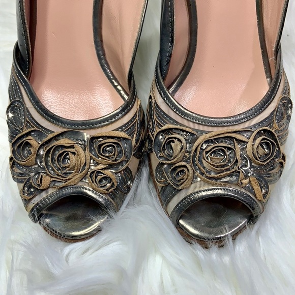 Nanette Lepore Salsa Swirl Heels Pewter Nude Size 6 - Picture 5 of 14